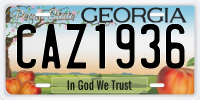 GA license plate CAZ1936