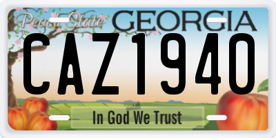 GA license plate CAZ1940