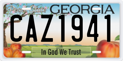 GA license plate CAZ1941