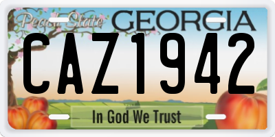 GA license plate CAZ1942