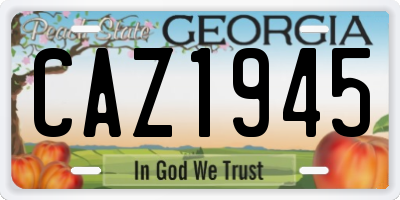 GA license plate CAZ1945