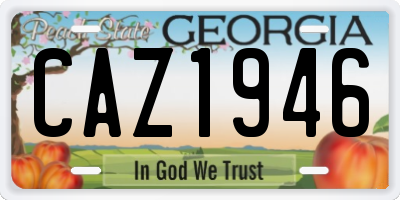 GA license plate CAZ1946