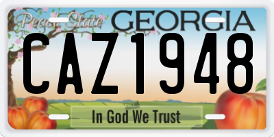 GA license plate CAZ1948