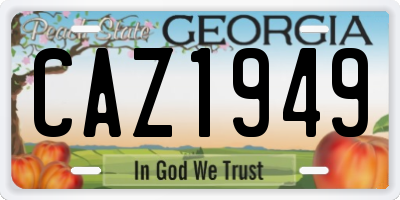 GA license plate CAZ1949