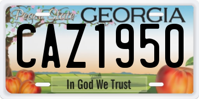 GA license plate CAZ1950