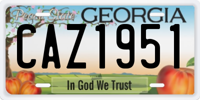 GA license plate CAZ1951