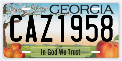 GA license plate CAZ1958