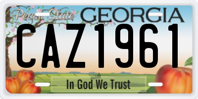 GA license plate CAZ1961