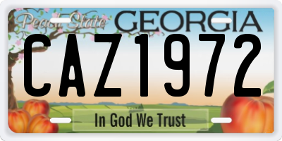 GA license plate CAZ1972