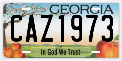 GA license plate CAZ1973