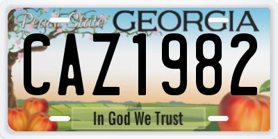 GA license plate CAZ1982