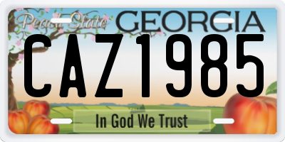GA license plate CAZ1985