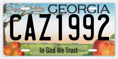 GA license plate CAZ1992