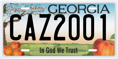 GA license plate CAZ2001