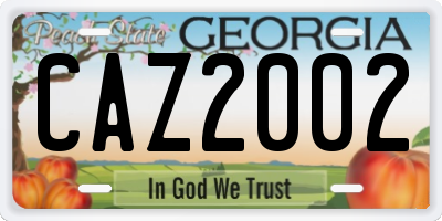 GA license plate CAZ2002