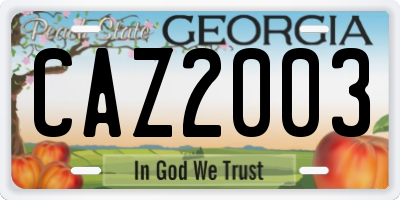 GA license plate CAZ2003