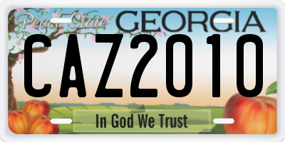 GA license plate CAZ2010