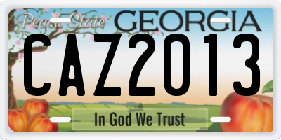 GA license plate CAZ2013