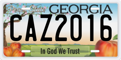 GA license plate CAZ2016