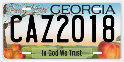 GA license plate CAZ2018