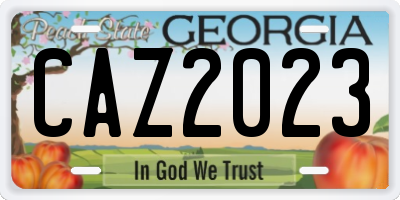 GA license plate CAZ2023