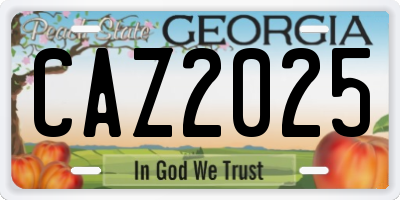 GA license plate CAZ2025