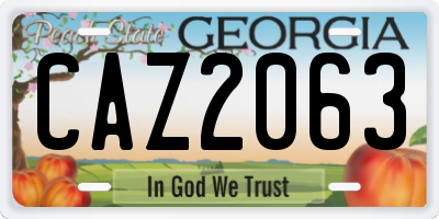 GA license plate CAZ2063