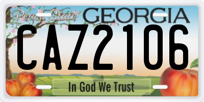 GA license plate CAZ2106