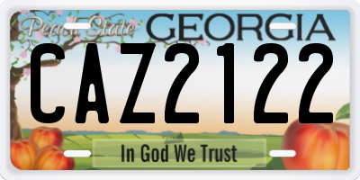 GA license plate CAZ2122