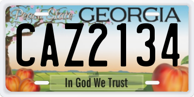 GA license plate CAZ2134