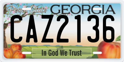 GA license plate CAZ2136
