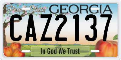GA license plate CAZ2137