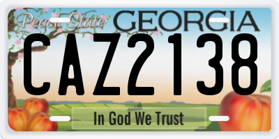 GA license plate CAZ2138