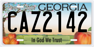 GA license plate CAZ2142