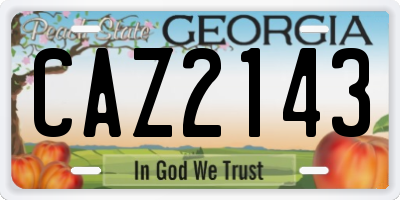 GA license plate CAZ2143