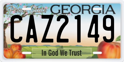 GA license plate CAZ2149