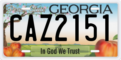 GA license plate CAZ2151