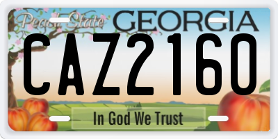 GA license plate CAZ2160