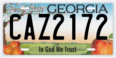 GA license plate CAZ2172