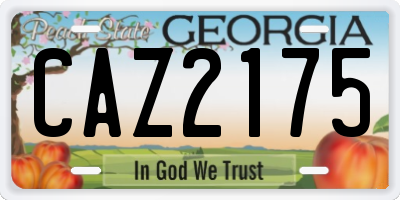 GA license plate CAZ2175