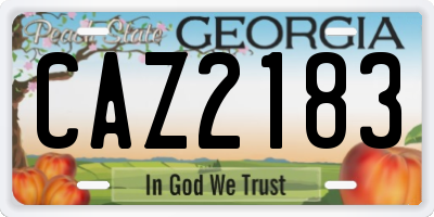 GA license plate CAZ2183