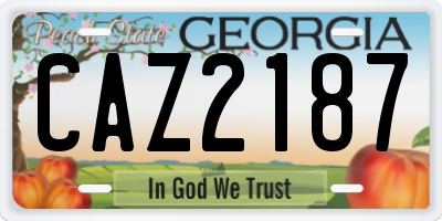 GA license plate CAZ2187