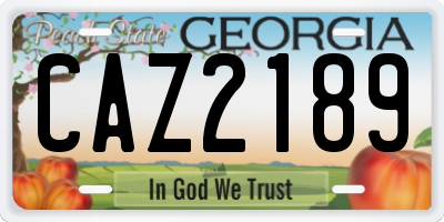 GA license plate CAZ2189
