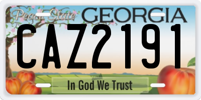 GA license plate CAZ2191