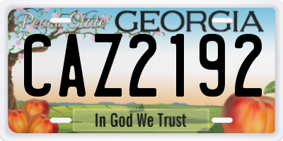 GA license plate CAZ2192