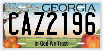 GA license plate CAZ2196
