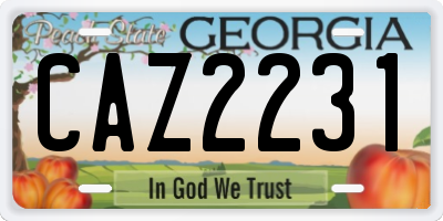 GA license plate CAZ2231