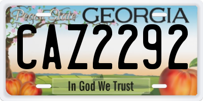 GA license plate CAZ2292