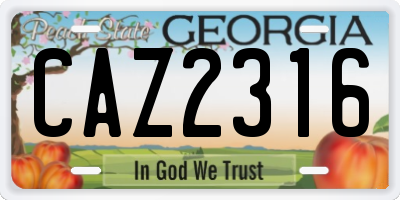 GA license plate CAZ2316