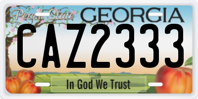 GA license plate CAZ2333